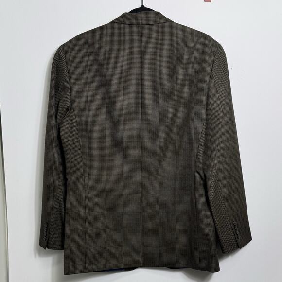 Chaps Men’s Blazer Jacket Brown Micro Houndstooth Sport Coat Size 40R - Picture 2 of 8